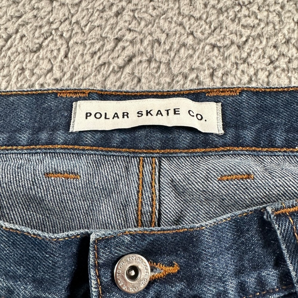 Polar Skate Co Jeans Mens 36x34 Baggy Leg Relaxed Fit Blue Distressed Skater - Picture 4 of 16